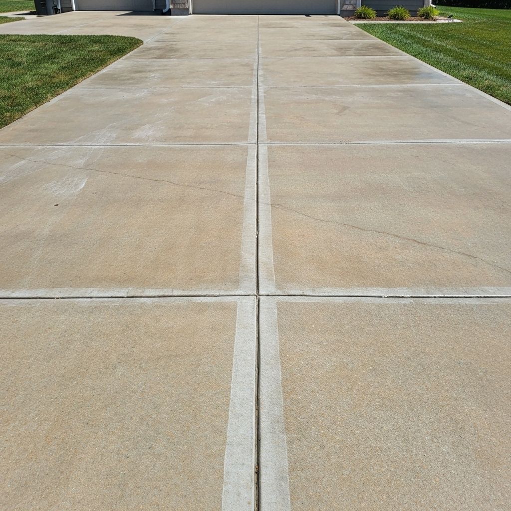 Clean driveway after pressure washing