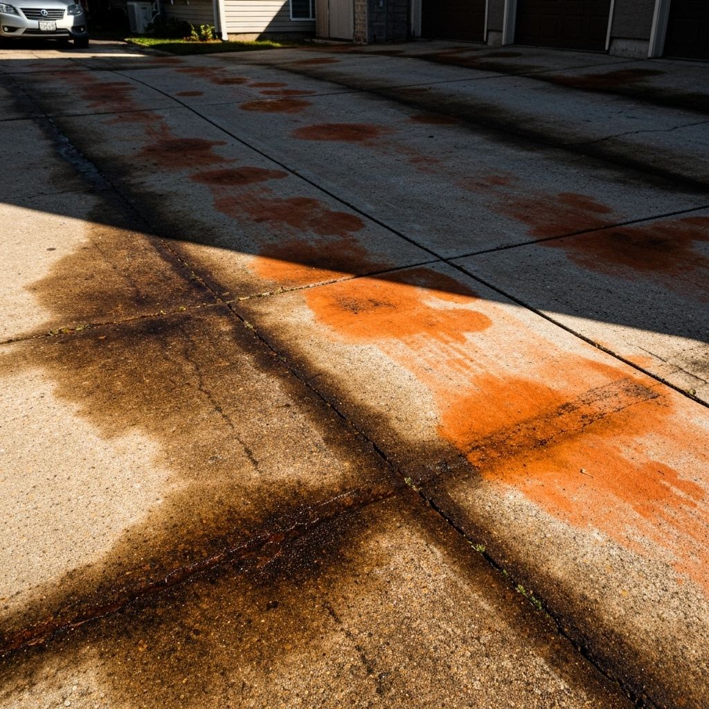 Dirty driveway before pressure washing